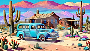 Old car house desert country home southwestern lifestyle