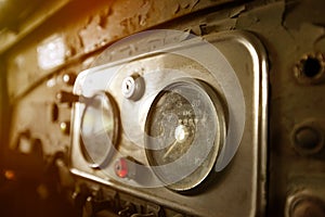 Old car instrument panel