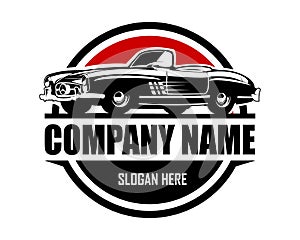 old car logo mercedes benz 300 sl roadster white background view from side