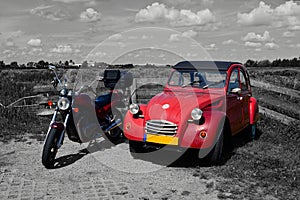 Old Car and motorbike