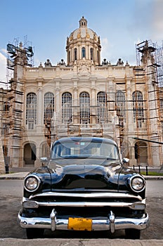 Old car parked in Havana street