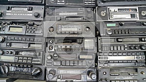 Old, Car Radios in Workshop
