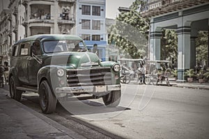 Old car 50s parked in Havana photo