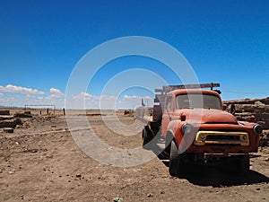 Old car in Salar de Uyuni, Bolivia