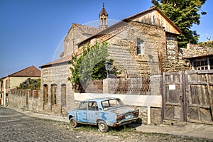 Old car in Sighnaghi photo