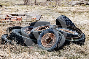 Old car tyres
