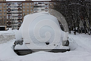 Old car under snow 02