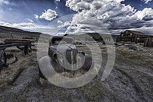 Old car wreck in Bodie ghost town in California