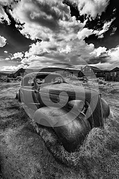 Old car wreck in Bodie ghost town in California