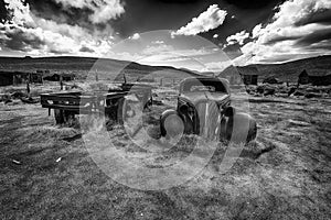 Old car wreck in Bodie ghost town in California