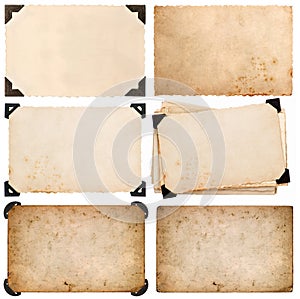 Old cardboard with corner, photo card, aged paper isolated