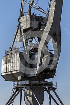 Old cargo crane on the Danube bank