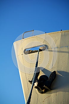 Old cargo ship bow