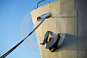 Old cargo ship bow