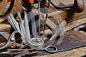 Old carpenter's tools for working with wood