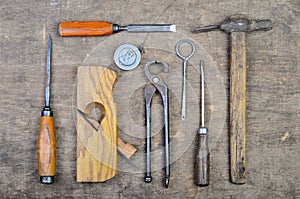 Old carpenter's tools for working with wood