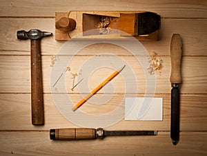 Old carpenter's tools for working with wood