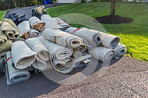 Old carpet rolls