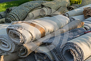 Old carpet rolls