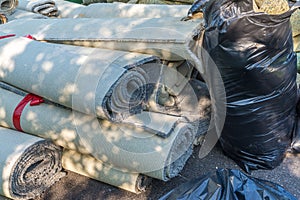 Old carpet rolls