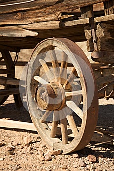 Old carriage wooden wheel