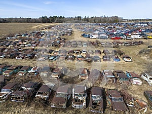 Old Cars, Junkyard, Aerial View