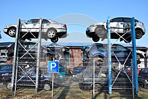 Old cars for recycling on the scrap yard 2015