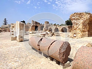 Old Carthage ruins in Tunisia. Ruins of capital city of the ancient Carthaginian civilization. UNESCO World Heritage Site.