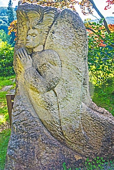 Old carved stone angel