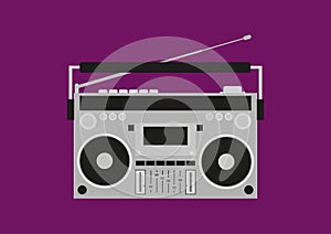 Old cassette recorder. Retro boombox. Vector illustration.