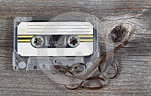 Old Cassette Tape on wood