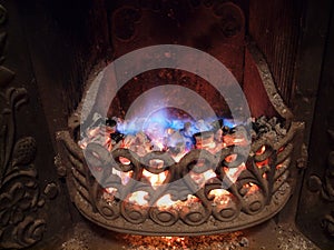 Old cast-iron fireplace