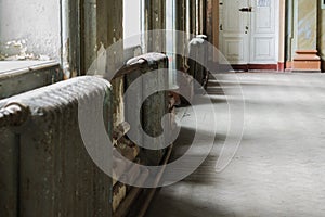 Old cast-iron radiator. The interior of Koenig Castle