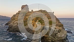 Old castle in Andros island in Greece. A touristic destination.