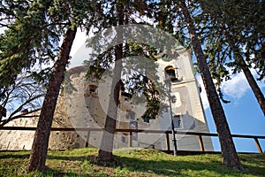 Old castle in Banska Stiavnica, Slovakia in sunny summer day