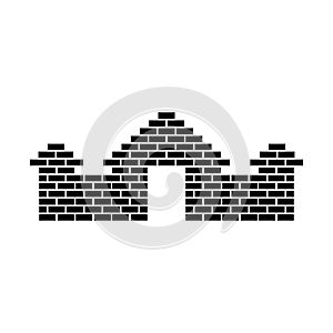 Old castle brick wall icon vector illustration