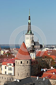 Old castle and Church in Tallinn. Old town