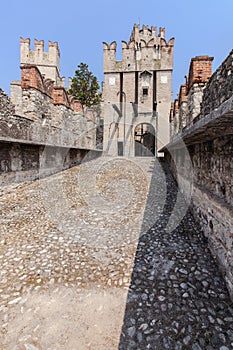 Old Castle in the city Sirmione at the lago di Garda