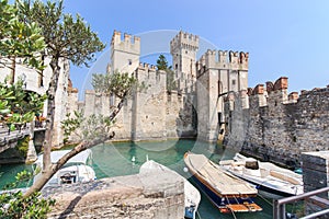 Old Castle in the city Sirmione at the lago di Garda