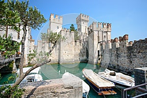 Old Castle in the city Sirmione at the lago di Garda
