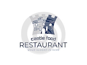 Old castle restaurant logo, fortress emblems. Old historical Castle.