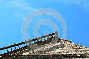 Old castle roof and sky