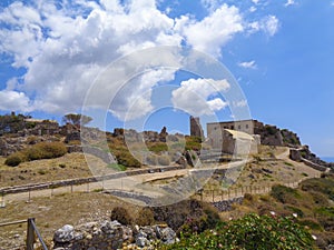 An old castle ruin on the mountain