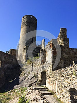 An old castle ruin on the mountain