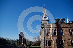 Old castle ruins and the spires