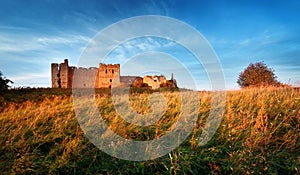 Old castle ruins in sunset light