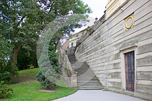 Old castle stairs and trees