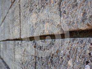 Old castle stone wall close up