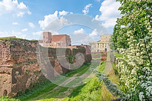 Old castle surrounded by a moat. Novara city, Italy photo