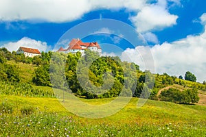 Old castle Veliki Tabor on hill, Zagorje, Croatia